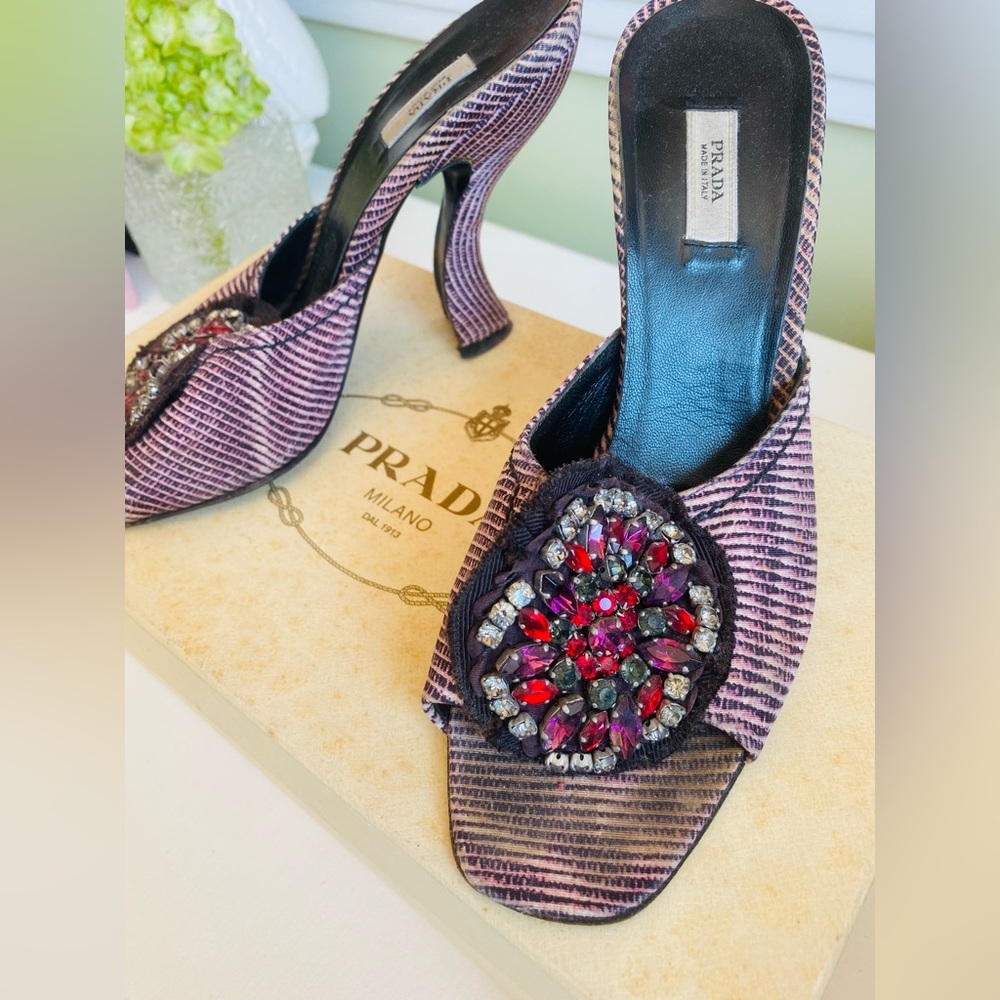 Vintage Prada Purple Rhinestone Adorned Heels from 2004 in Fabulous Condition
